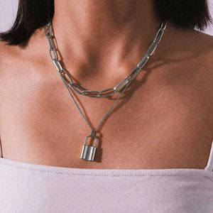 Layered Lock Pendant Necklace