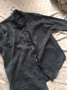 Navy blue/Grey Textured Button-Down Shirt