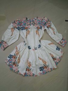 Floral Print Mini Dress with Puff Sleeves