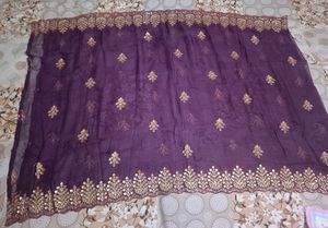 Beautiful Purple Embroidered Crepe Suit Set