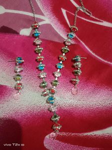 Multi-Color Stone Necklace &amp; Earring Set