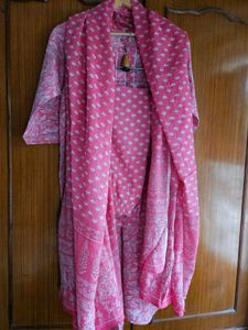 Rose pink full cotton suit set