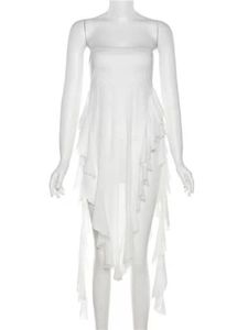 tube neckline mesh ruffled top