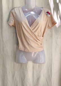 Ribbed V-Neck Wrap Crop Top
