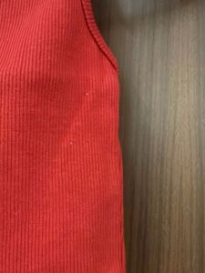 Red Ribbed Sleeveless Top