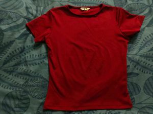 Burgundy round neck regular T-shirt