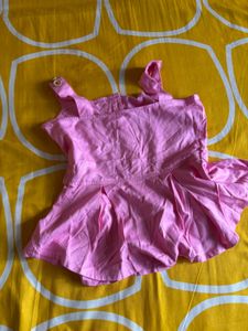 Cute Pink Button-Up Peplum Top