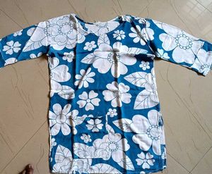 Blue Floral Print Kurta