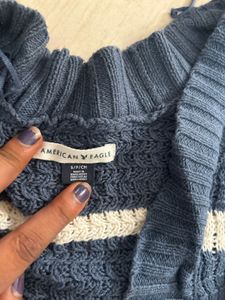 American Eagle Blue &amp; White Striped Cardigan / Shr