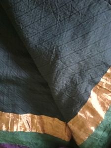 Elegant Dark Green Saree with Gold Border