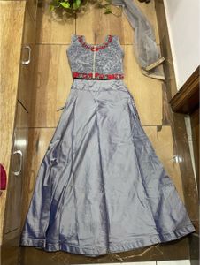 Grey Embroidered Lehenga Choli Set