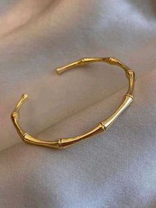 Elegant Gold Bamboo Cuff Bracelet