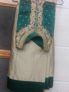 green embroid long sleeve kurti with skirt .This i