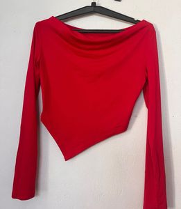 Chic Red Long Sleeve Top
