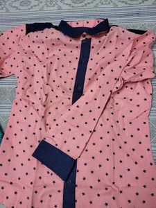 Men's Pink Star Print Button-Up Shirt
