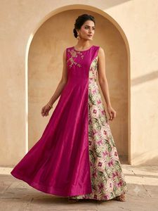 Elegant Pink Anarkali Dress used once  sleeve