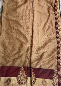 Elegant Beige Saree with Maroon Border