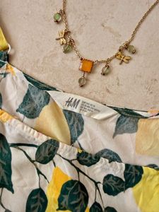 H&amp;M Lemon Print Tiered Summer Dress