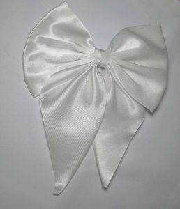 White and Black Satin Bow Hair Clip