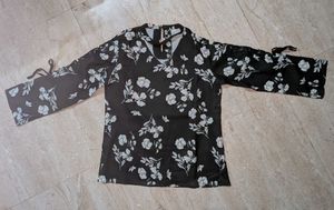 Floral Print Tie-Sleeve Blouse