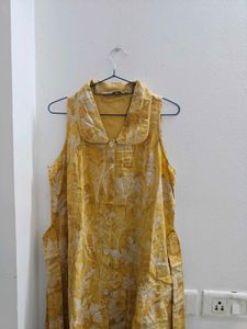 Floral Sleeveless Yellow Dress