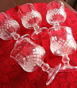 Set of 5 Crystal Cut Goblets