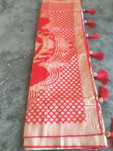 heavy 💕 wedding Banarasi ♥️ red  saree🔥