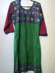 Green Embroidered Anarkali Kurti