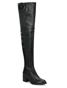 DELIZE Faux Leather Thigh High Comfy Boots