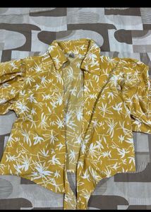 Yellow Floral Tie-Front Blouse
