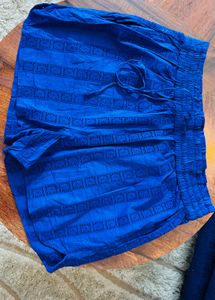 Vibrant Blue Schiffli Shorts- Mango