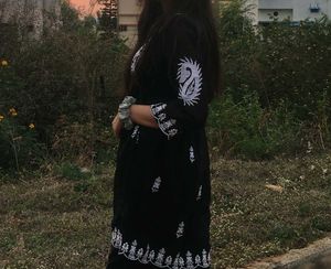 Black Embroidered Kurta