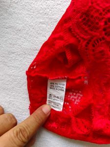 Red Lace Bralette Crop Top