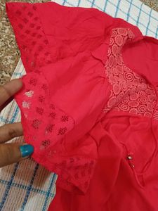 Vibrant Red Embroidered Kurta