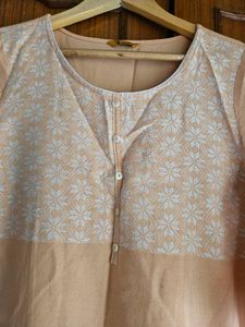 Peach Floral cotton Kurta