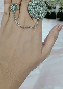 Boho Tassel Earrings &amp; Double Ring Set