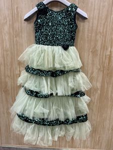 Princess Style Black Sequin Ruffle Dress for Girls