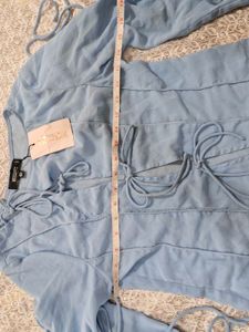 Light Blue Lace-Up Detail Top