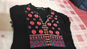 Embroidered Black Kurta