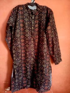 Printer Ethnic Men Black Kurta