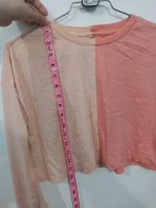 Two-Tone Cropped Long Sleeve Shirt