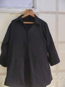 Chic Black Satin Button-Up Shirt
