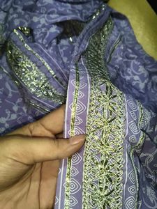 Beautiful Lavender Kurta with Embellished Neckline