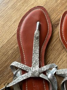 Silver T Strap Flats