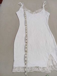 White Lace Trim Cami Slip Dress