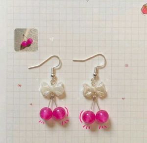 Cute Cherry Bow Dangle Earrings