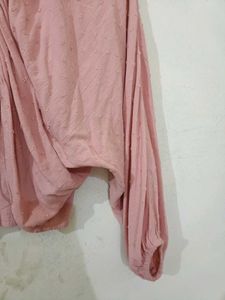Chic Lace-Up Pink Blouse