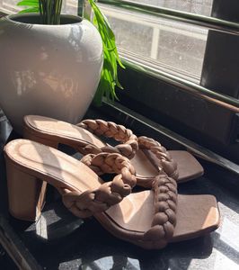Nude Braided Block Heels 👡