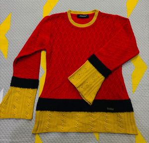 Unique Red & Yellow Knit Sweater