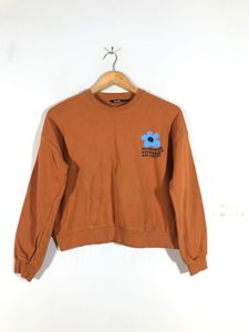 zudio Orange Floral Graphic Sweatshirt